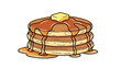 © Arsaka  Saka - A delightful illustration of a stack of golden brown pancakes generously drenched in sweet amber syrup with a melting pat of butter on top a perfect