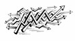 © Muhammad - A hand-drawn sketch illustrating multiple zigzag lines and arrows pointing in various directions, symbolizing complex trends and dynamic movement.