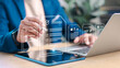 © Smile Studio AP - Business professional reviewing and approving digital documents on tablet and laptop with checklist interface. Concept of workflow approval, compliance, audit, e-signature, and business analytics.