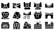 © Sapphire - Set of editable solid style infrastructure disaster icons: bridge, dam, landslide, flood