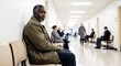 © rdkcho - Mature man sitting in hospital waiting room with people in background