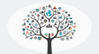 © Kajol - Infographic tree illustration uses various business and technology icons to represent growth and connection in a modern interconnected network.