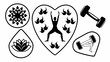 © Susan - Dynamic vector set of wellness and fitness icons featuring yoga poses, strength training equipment, and symbolic elements for a balanced, healthy lifestyle