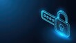 © Moon Guy - Digital lock and key symbolizing cybersecurity and data protection in a technological network with glowing blue lines against a dark background