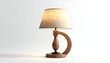 © Sunica - A wooden table lamp with a beige lampshade against a white backdrop