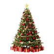 © Vooglo.com - Decorated christmas tree with presents isolated on transparent background for holiday