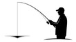 © Begum - Silhouette of a fisherman with a rod casting a line into the water during a peaceful outdoor activity