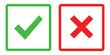 © SAHINUR - Green checkmark and red cross icons in squares