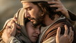 © xuxu - The weeping woman in the shawl, the Virgin Mary, the mother of Jesus, embracing and comforting Jesus Christ, personifies the concepts of empathy, support and friendship.
