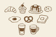 © Victoria - Breakfast food set doodle line art vector illustration