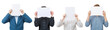 © 1STunningART - Multiple business persons holding blank white sheets of paper over their face to remain anonymous. Diverse people covering their head, like a mask for hiding identity, isolated on white background