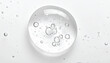 © LuckyStride - 白い容器と水滴の清潔なスキンケアイメージ