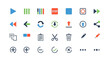 © Nirmal - Collection of user interface icons for media playback, editing, and general functions