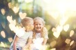 © BillionPhotos.com - Beautiful little girl kissing his friend on natural park background.
