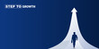 © Bipul - A bright upward arrow representing growth with a person walking towards it