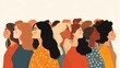 © mila103 - Diverse group of young women in colorful fashion illustration.