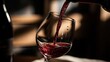 © Choper - Pouring red wine into glass against blurred background for drinks concept