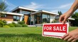 © Iamflow2468 - Real estate selling guide concept. Modern house with a 'For Sale' sign in the front yard, showcasing real estate opportunity.
