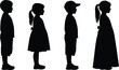 © Bokul Creatives - Silhouette Children Profile Standing Sideview Boy Girl Childhood People Isolated Minimal Black White Vector Illustration