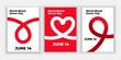 © Insha - Heart and drop shape design from red lines for background, poster or cover. Layout for World Blood Donor Day, Medicine or Hospital.