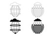 © Sadek - Globe designs with clouds and growing plants, outline and silhouette
