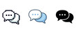© supplement - Three chat bubble icons: pixel art, flat design, and solid black styles