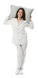 © New Africa - Beautiful woman in stylish pajamas with pillow on white background