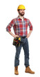 © New Africa - Professional builder with tool belt on white background