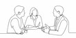 © Kopil - Line art illustration of three people in a business meeting