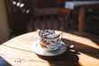 © Farknot Architect - Closeup image of a cup of hot chocolate with marshmallow on wooden table