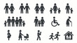 © Zahra - Diverse vector icons showing family relationships, pregnancy, aging and disability demographics, concept for demographic studies, social reports and public signage