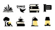 © Muskan - Collection of black and white icons representing reading and learning