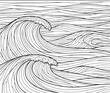© Artist Sakib - Dynamic outline illustration of ocean waves with intricate linear details, perfect for coastal or abstract designs. , Generative Ai