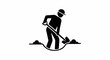 © Kurs - Construction worker digging with shovel icon symbol.