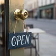 © 행운 행 - 가게문고리에 달린 오픈팻말an open sign on the door of a shop