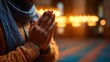 © LimeSky - In a mosque a devout Muslim prays for peace and spiritual well being embodying respect kindness hope and humility during Ramadan