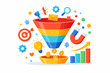 © Bohdan - Colorful marketing funnel with icons and symbols depicting conversion process