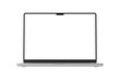 © sdecoret - Modern laptop screen isolated on transparent background. Silver color. Front view of a modern computer. 3d rendering