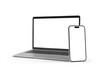 © sdecoret - Mobile phone and laptop isolated on transparent background 3d rendering