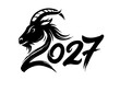 © ku4erashka - Stylized Goat Head with 2027 Zodiac Numerals Illustration