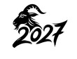 © ku4erashka - Stylized Goat Head with 2027 Zodiac Numerals Illustration