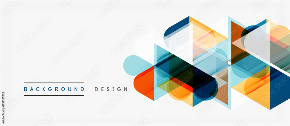 Abstract geometric shapes overlap, creating vibrant color blocks ...
