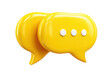 © David Kreuzberg - illustration: yellow speech bubble 3d symbol icon showing communication and talking isolated on white or transparent png