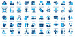 © San D - Human Resource icon set. Containing workplace, management, employee, recruitment, job interview, hire, skill, company culture, strategy, teamwork, HR management icon. Dual Tone style