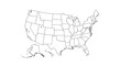 © Barny - Outline map of the United States, accurately depicting state borders with thin black lines against a transparent background and copy space, a clean vector graphic for educational purposes. Concept of
