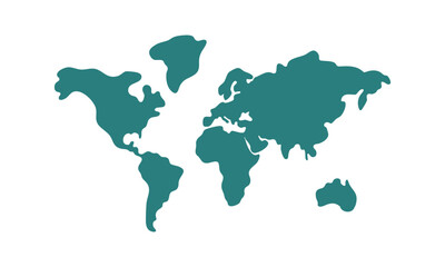  minimal flat world map silhouette vector illustration, easily editable.