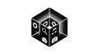 © Hazeel - Black cube with various white digital icons on each side