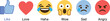 © SABANA'S GALLARY - Facebook Reaction Emoji Set Showing Like, Love, Haha, Wow, Sad, Angry for Social Media Engagement, Emotional Response, User Interaction