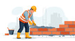 © relita - Construction worker building a brick wall with trowel and mortar.