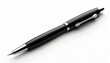 © miss irine - Elegant black ballpoint pen with metallic silver accents rests on a clean white surface. This writing instrument is isolated and ready for use in business or school.